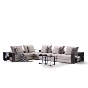 Wholesale sofa set made in China Wooden arms Linen velvet fabric soft duck feather sectional Sofa-W615