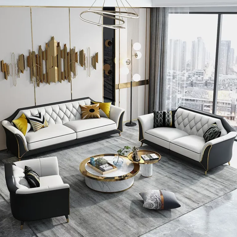 modern luxury living room furniture single two three seat microfiber leather sofa set