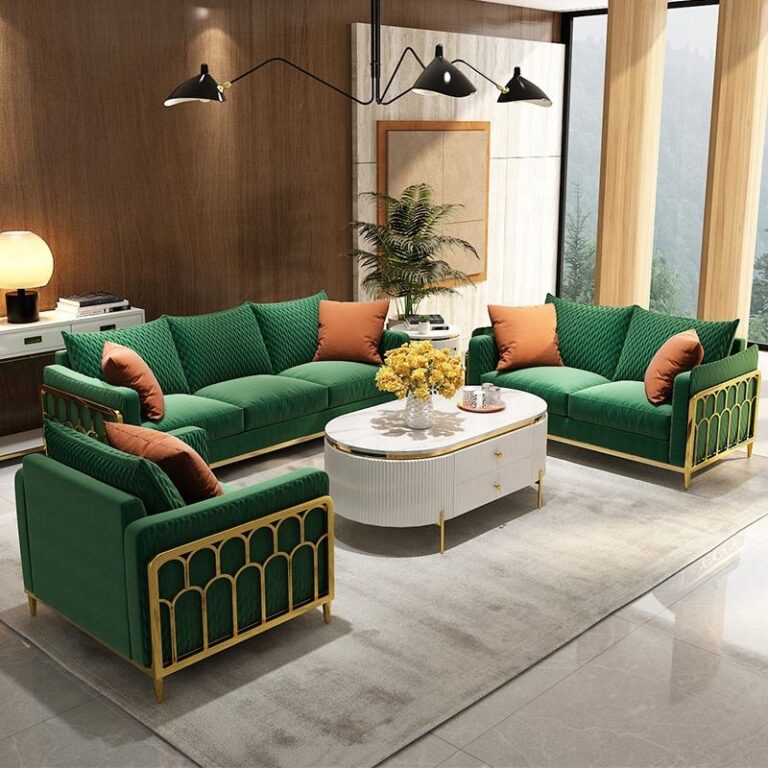 Modern light luxury fabric sofa stainless steel solid wood interior furniture living room sofa 1234 combination sofa