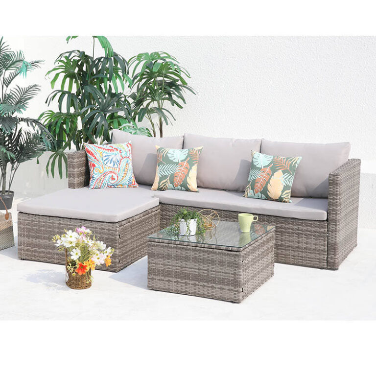 Factory price L shape PE wicker rattan outdoor furniture garden sofa sets