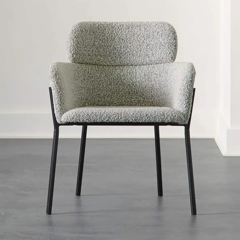 fashion trend Fabric Thin legs cafe chair lambs wool white dining coffee chair with small armrest side chair