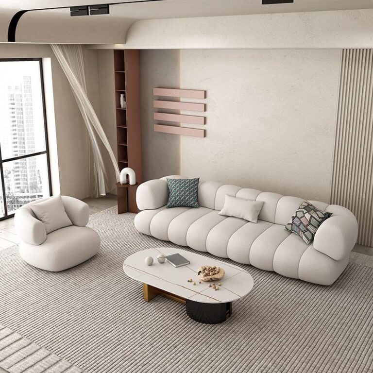 Modern fashion living room family small sofa double row lamb velvet net red clothing store beauty salon Sofa set