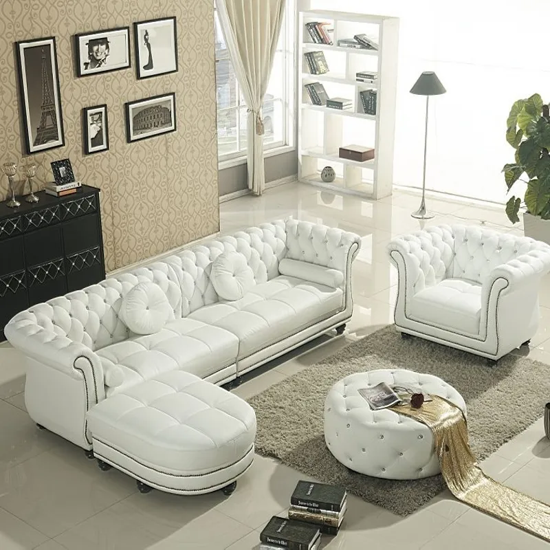 Hot Sale Modern White Leather Sofa Set Furniture Sofa leather Living Room Sofas