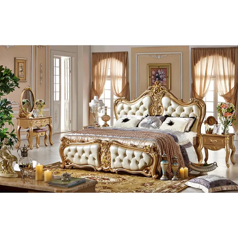european royal home king size solid bed wood furniture set luxury bedroom sets