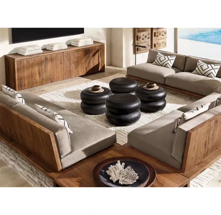 OEM High quality Luxury house fabric Modern American Track Arm Handmade Sofa