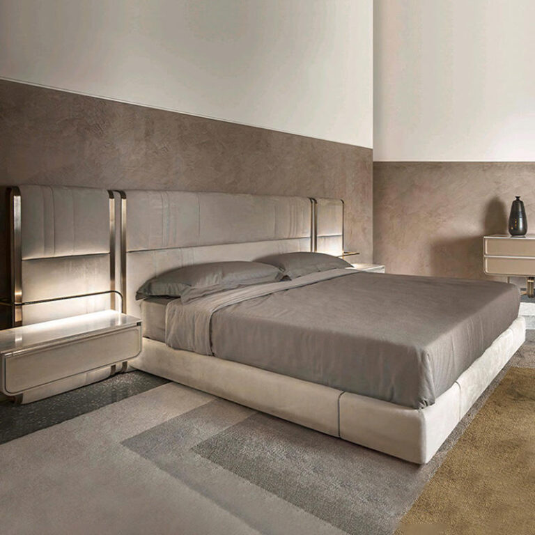 wholesales super king size bed luxurious bed bedroom furniture set with hig headborad modern chrome tuffted bed frame