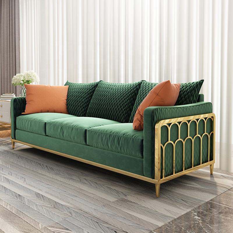 Modern light luxury fabric sofa stainless steel solid wood interior furniture living room sofa 1234 combination sofa