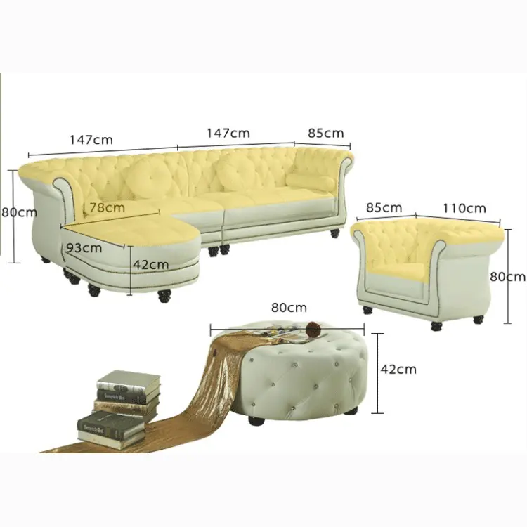 Hot Sale Modern White Leather Sofa Set Furniture Sofa leather Living Room Sofas