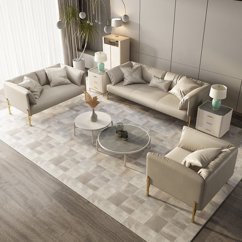 Luxury living room furniture three-seat sofa modern style leather sofa leisure sofa