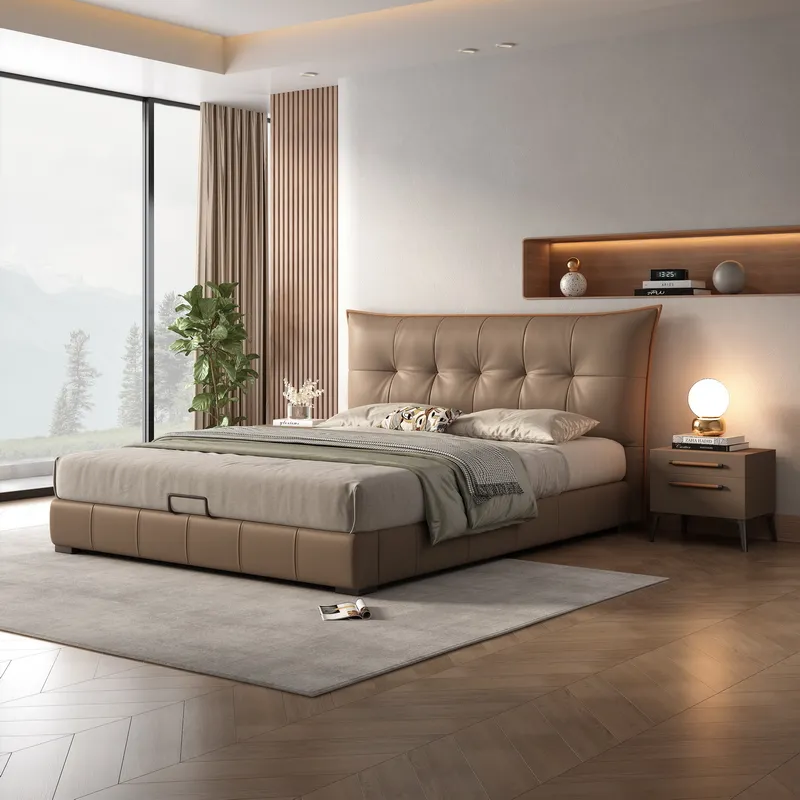 Best Seller modern bed Hi-Tech fabric art king sized bed frame with storage 1.8m Nordic simple bedroom wedding storage bed frame
