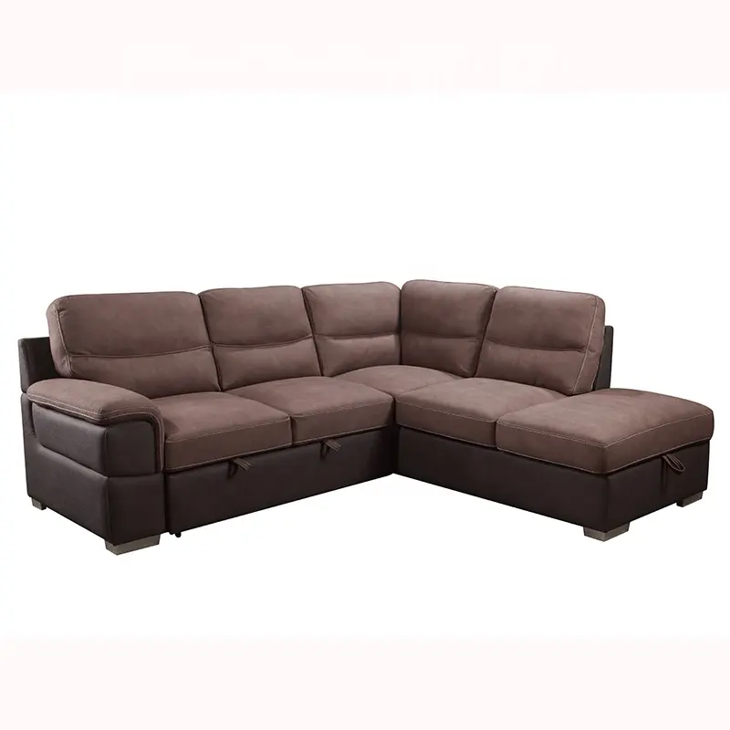 American style living room sofa set fabric L shaped sectional sofa bed with storage