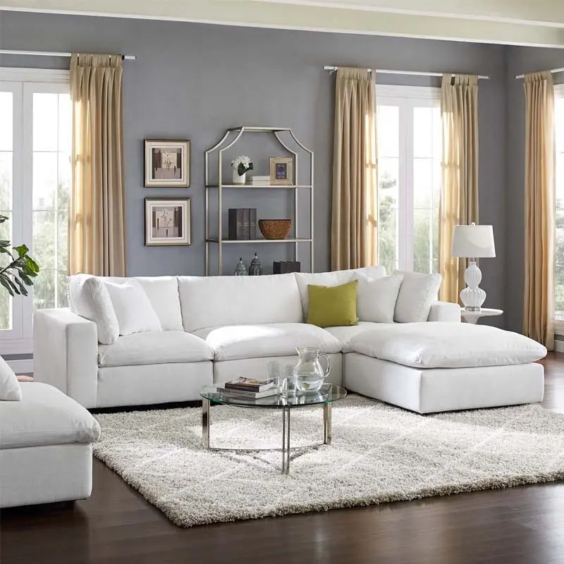 Modern Convertible L Shaped Couch Fabric Sofa Modular Adjustable Modular Sofa Couch with Convertible Chaise Living Room Sofas