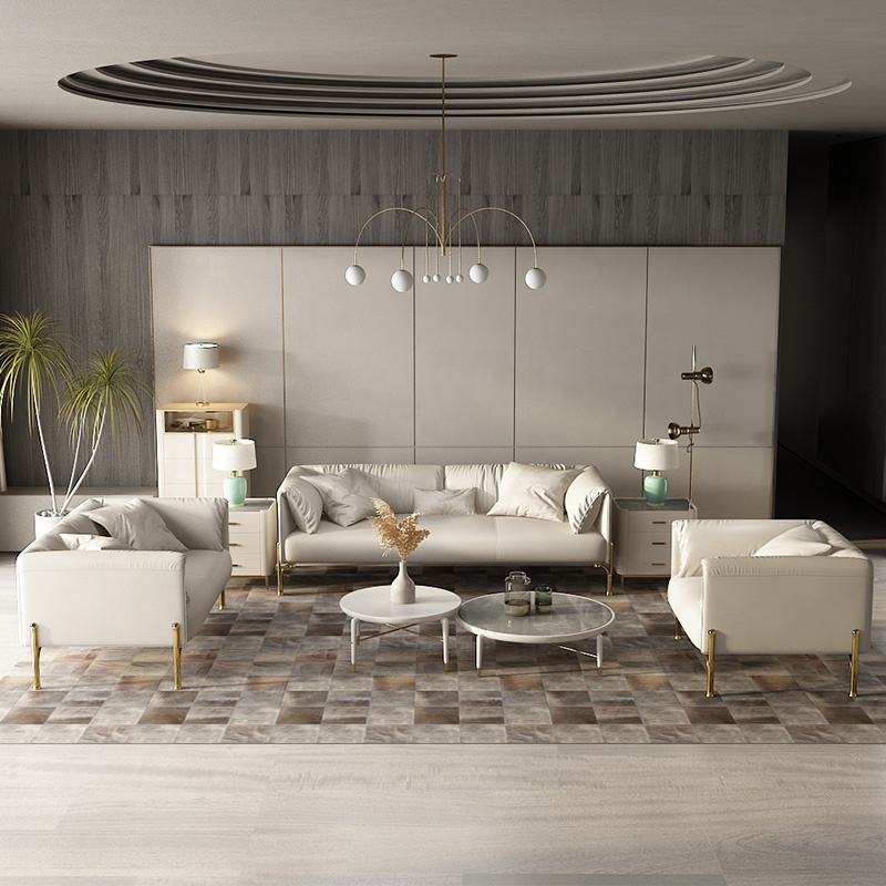 Luxury living room furniture three-seat sofa modern style leather sofa leisure sofa