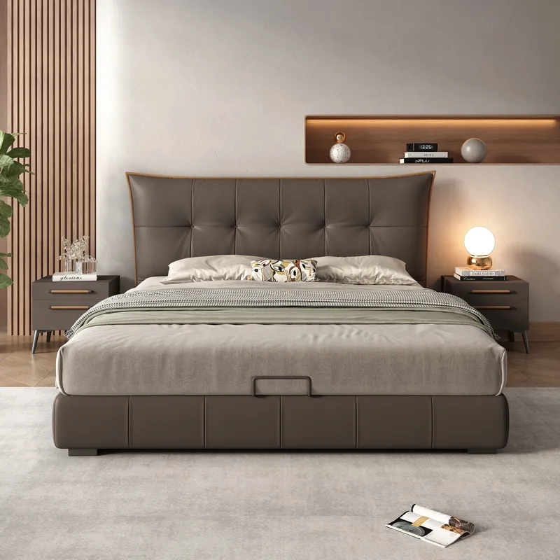 Best Seller modern bed Hi-Tech fabric art king sized bed frame with storage 1.8m Nordic simple bedroom wedding storage bed frame