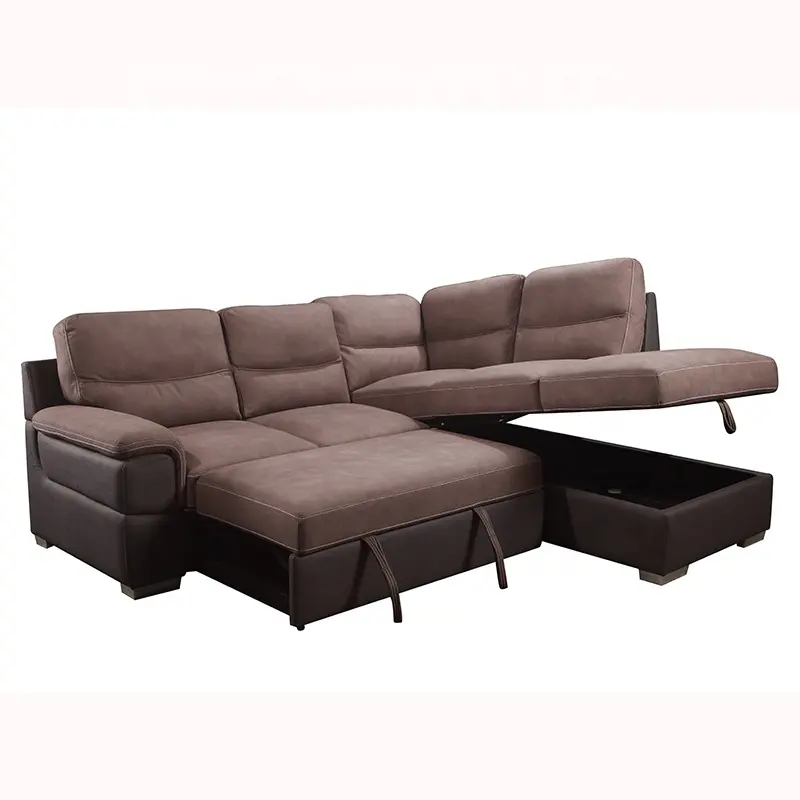 American style living room sofa set fabric L shaped sectional sofa bed with storage