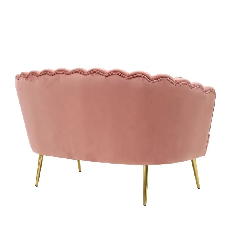 Hot Sales Two Seat Living Room Furniture Sofa Modern Pink Velvet Loveseats Sofas Luxury Upholstered Furniture for Hotel