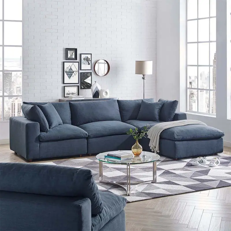 Modern Convertible L Shaped Couch Fabric Sofa Modular Adjustable Modular Sofa Couch with Convertible Chaise Living Room Sofas