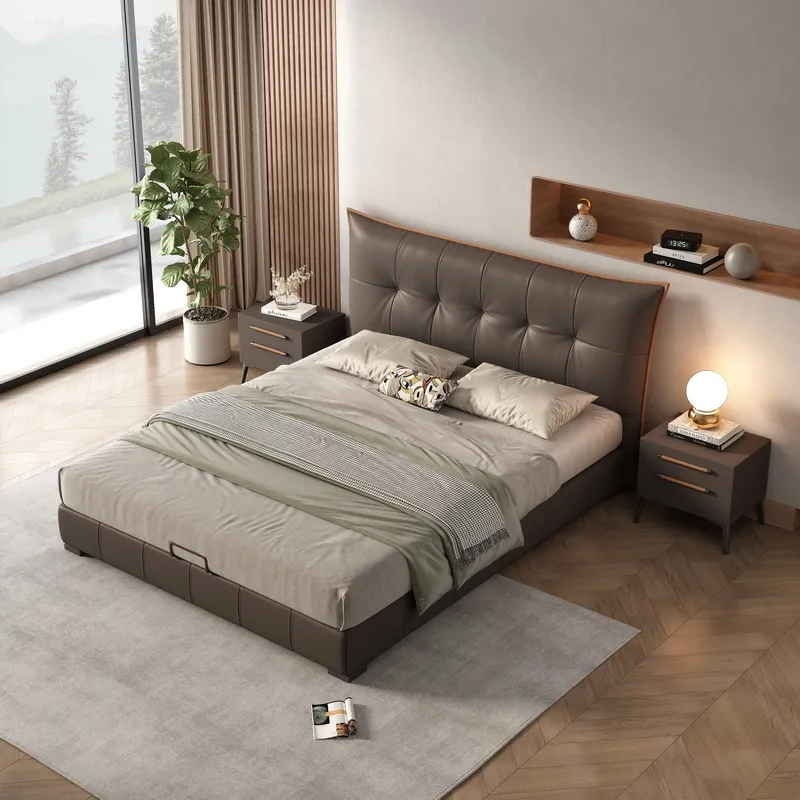 Best Seller modern bed Hi-Tech fabric art king sized bed frame with storage 1.8m Nordic simple bedroom wedding storage bed frame