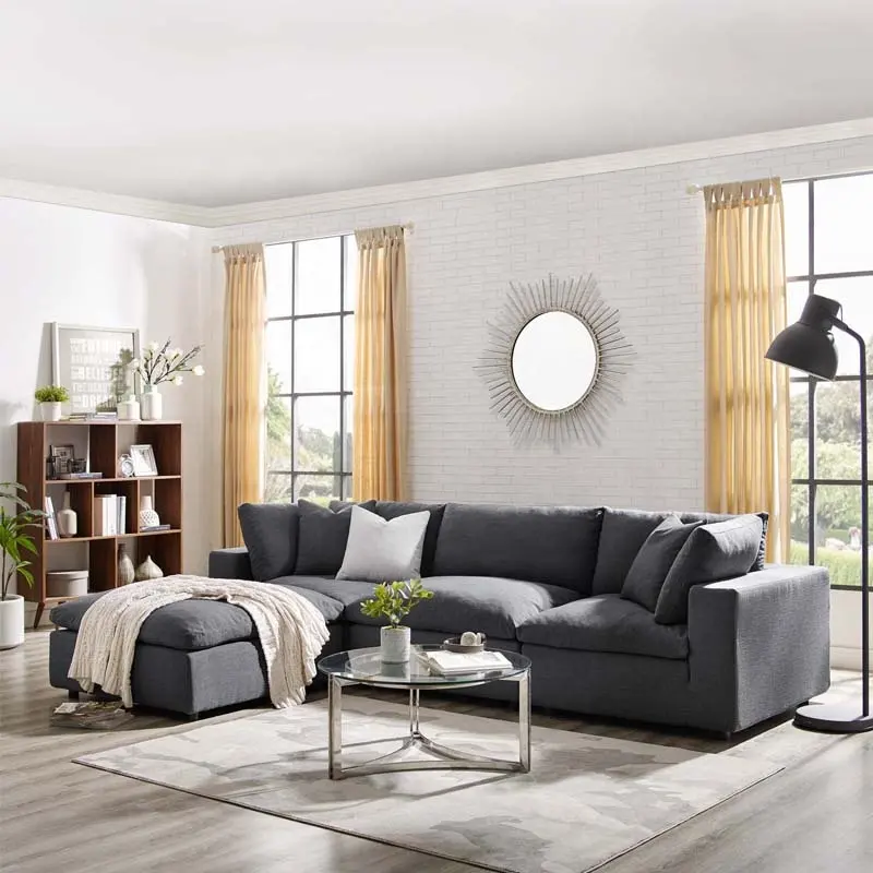 Modern Convertible L Shaped Couch Fabric Sofa Modular Adjustable Modular Sofa Couch with Convertible Chaise Living Room Sofas