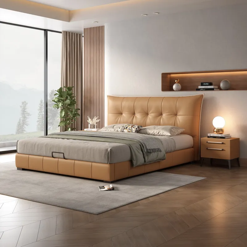 Best Seller modern bed Hi-Tech fabric art king sized bed frame with storage 1.8m Nordic simple bedroom wedding storage bed frame