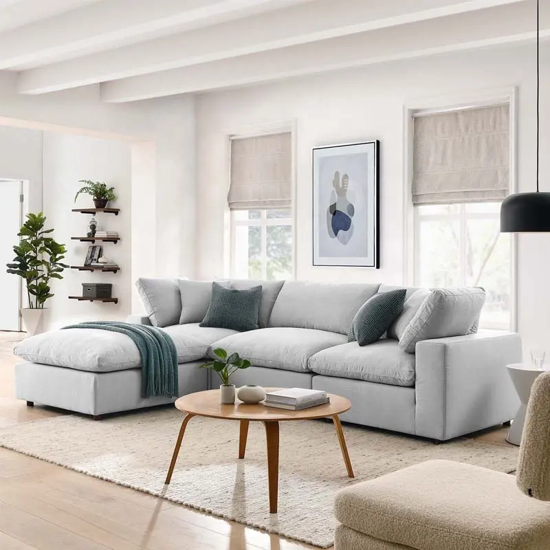 Modern Convertible L Shaped Couch Fabric Sofa Modular Adjustable Modular Sofa Couch with Convertible Chaise Living Room Sofas