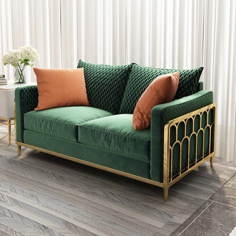 Modern light luxury fabric sofa stainless steel solid wood interior furniture living room sofa 1234 combination sofa