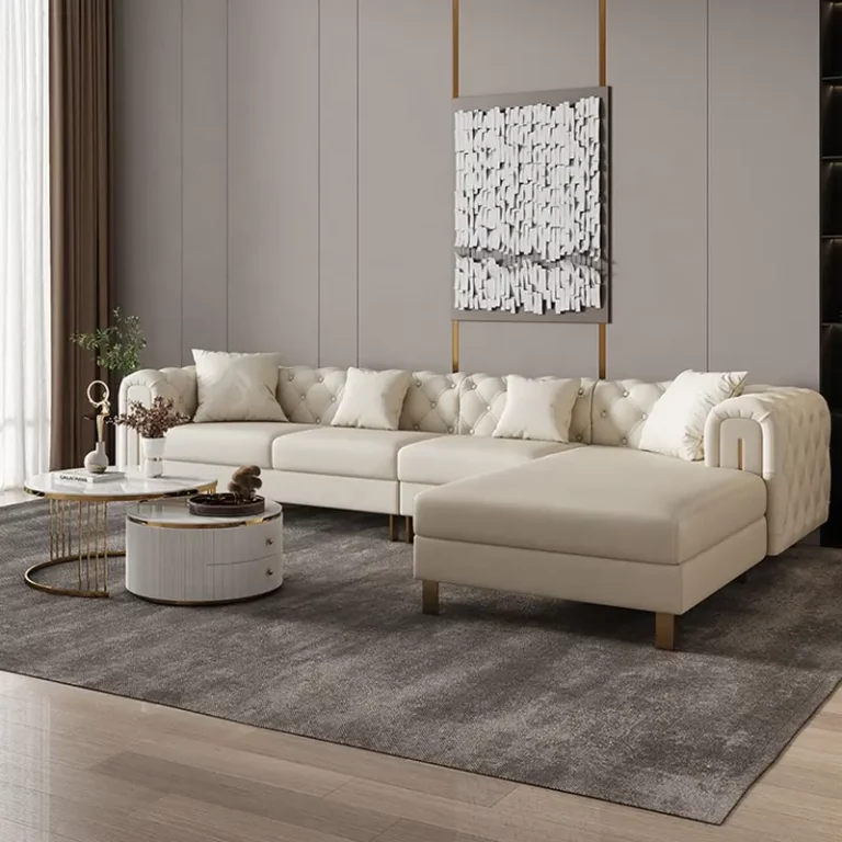 Pink Modern Corner L-Shaped Sofa Chesterfield Sectional Sofa Living Room Sofas