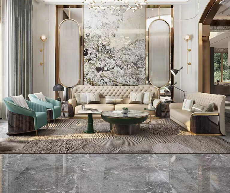 Light luxury MIcrofiber fabric Italian leather sofa high-end custom art design villa living room sofa