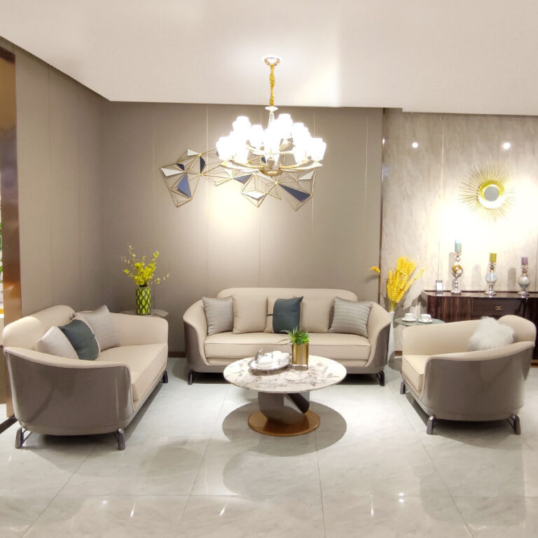Customized furniture Italian light luxury leather sofa postmodern leather villa high-end living room sofas