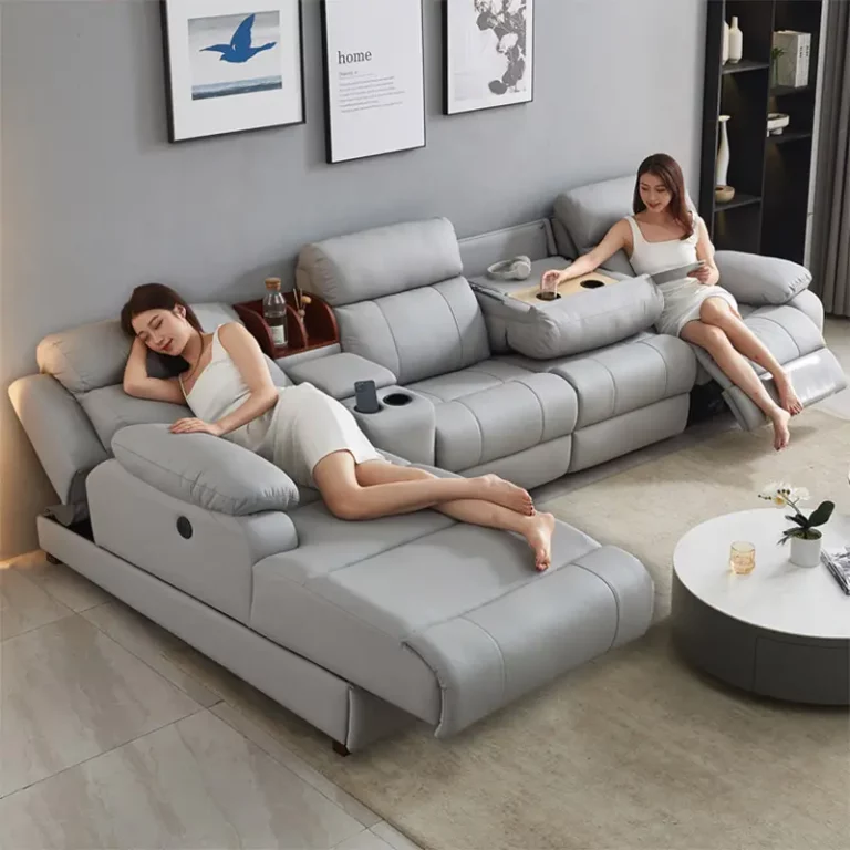 Modern latest black circle couch electric media leather sofa reclining power double adjustable charger recliner set