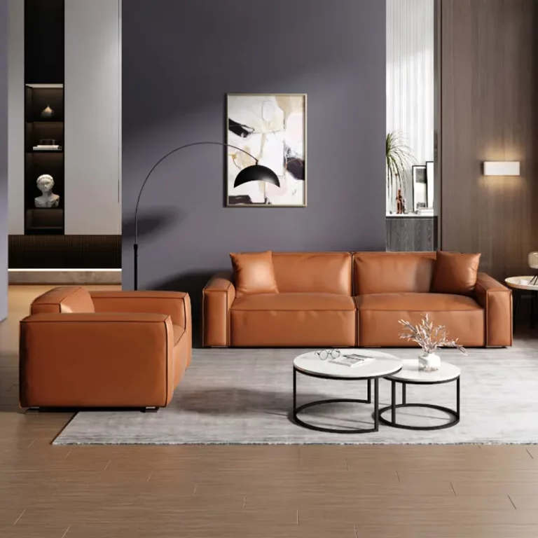 Orange technology cloth sofa set furniture high quality germany living room leather sofa
