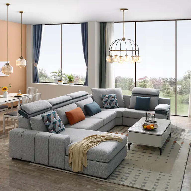 Contemporary 7 seater upholstery fabric corner u shape sofa sectional