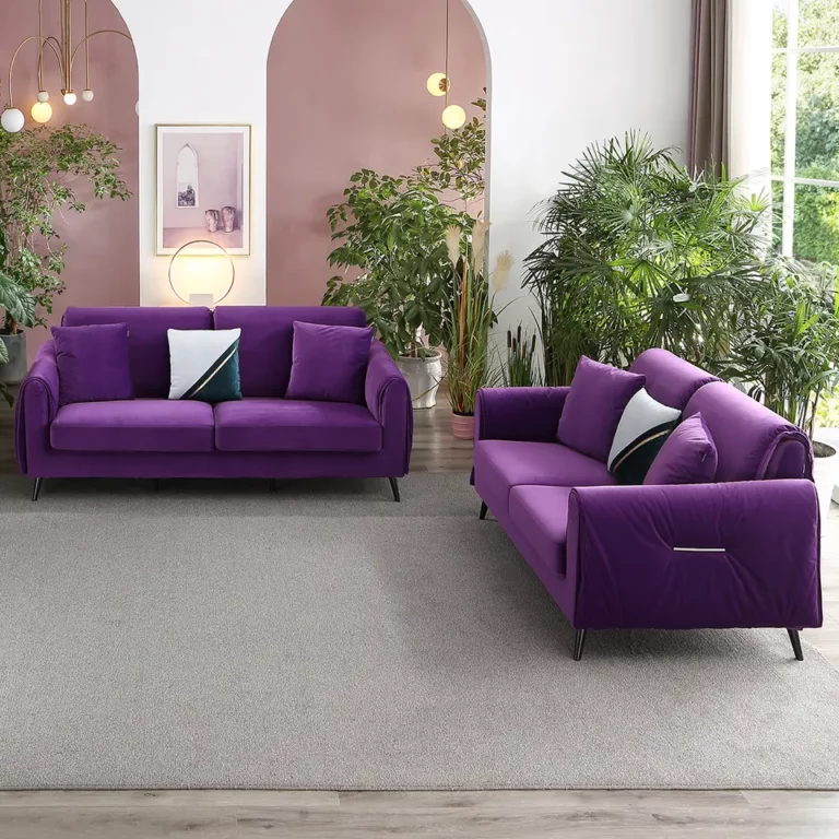 Modern manufacturer purple velvet upholstery fabric sofa set furniture