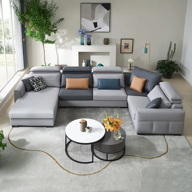 Modern u shape living room luxury velvet technology cloth sofa set
