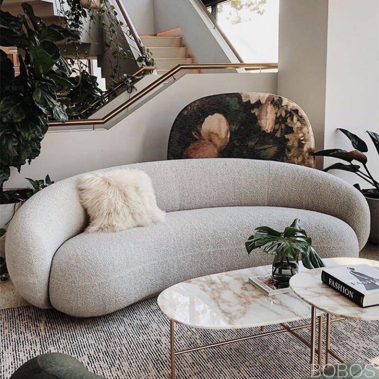 Nordic modern curved triple sofa combination living room special-shaped wool wedding dress hotel studio photo studio sofa