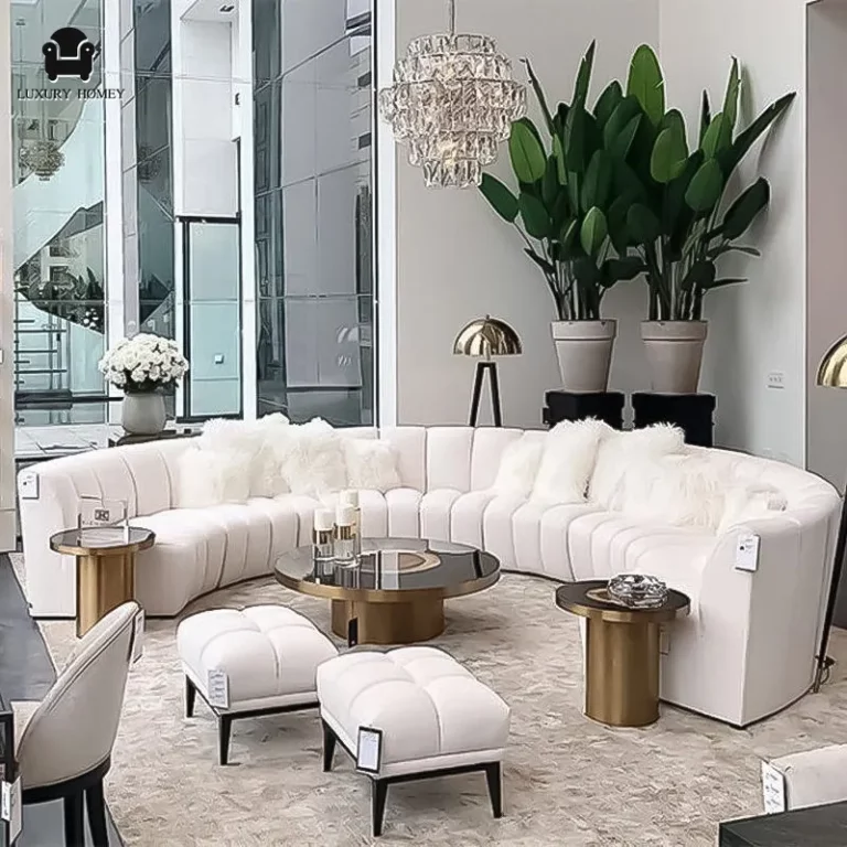 Custom italian high-end modular sectional leather sofa modern design velvet curved sofa for villa and living room furniture