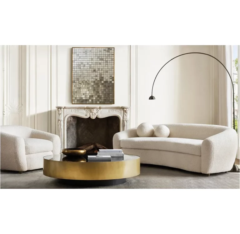 Hotel Nordic Simple Design Couch Furniture Custom Fabric Curved Living Room Sofas with Round Pillows