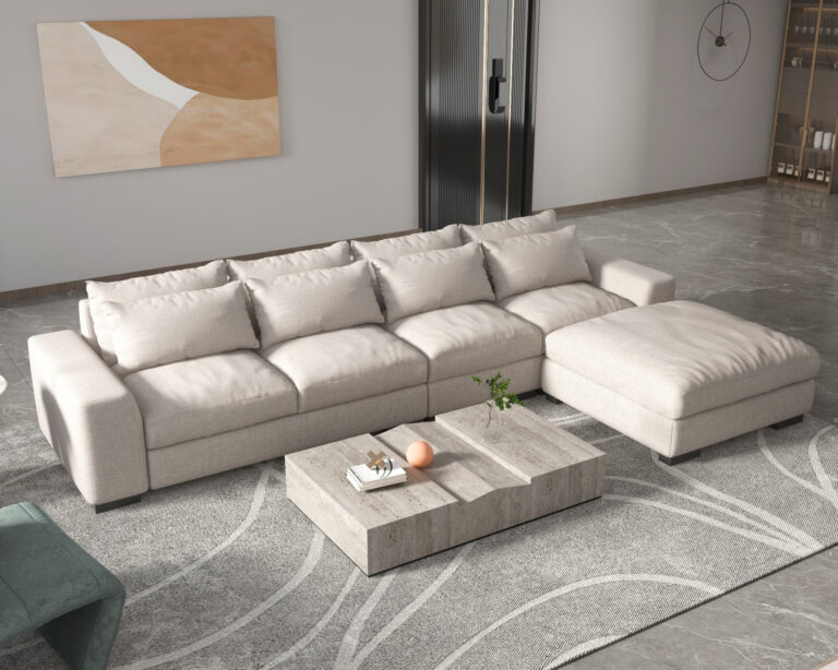 Custom Wholesale L Shaped Couch Modular Sectional Sofa Living Room Feather Down Sofa Set With Chaise