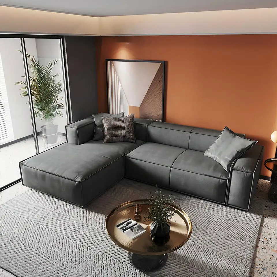 leather in high quality sofa L-shape sectionals popular home furniture living room sofas