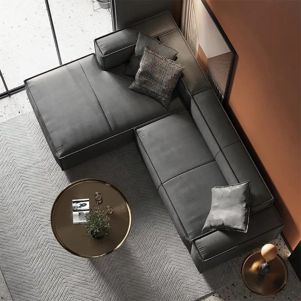 leather in high quality sofa L-shape sectionals popular home furniture living room sofas