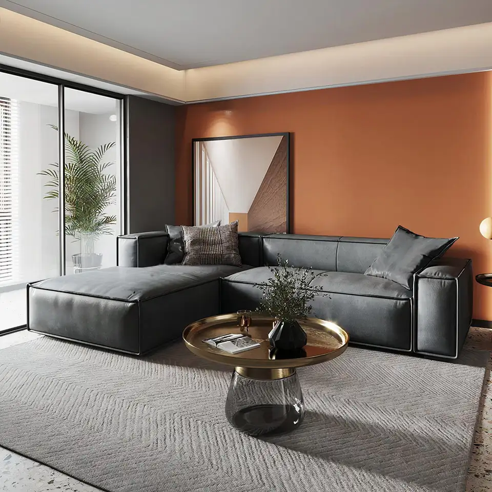 leather in high quality sofa L-shape sectionals popular home furniture living room sofas
