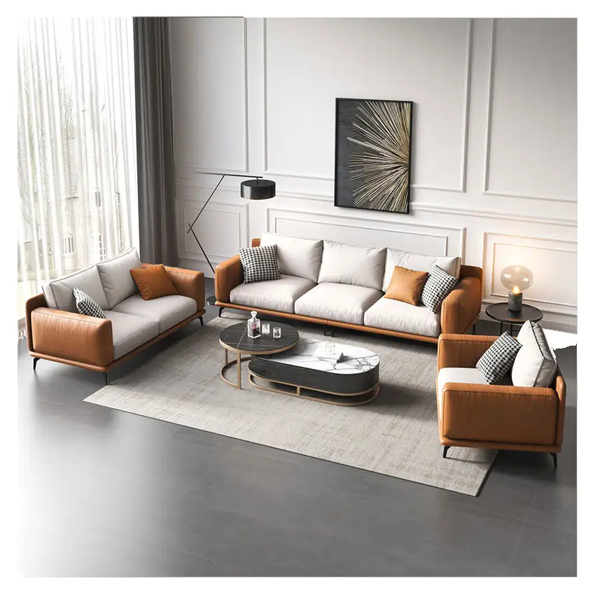 Simple Style Modern waterproof MIcrofiber fabric Sectionals Furniture Living Room Sofa Set