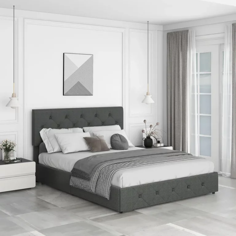 Customized upholstered bed double small apartment storage simple modern luxury bed frame queen size