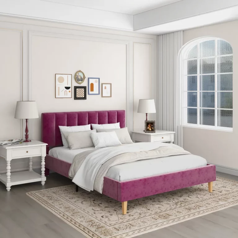 Modern Furniture Fabric Slat Dormitory Room King Queen Double Bed Frame Wood Bed