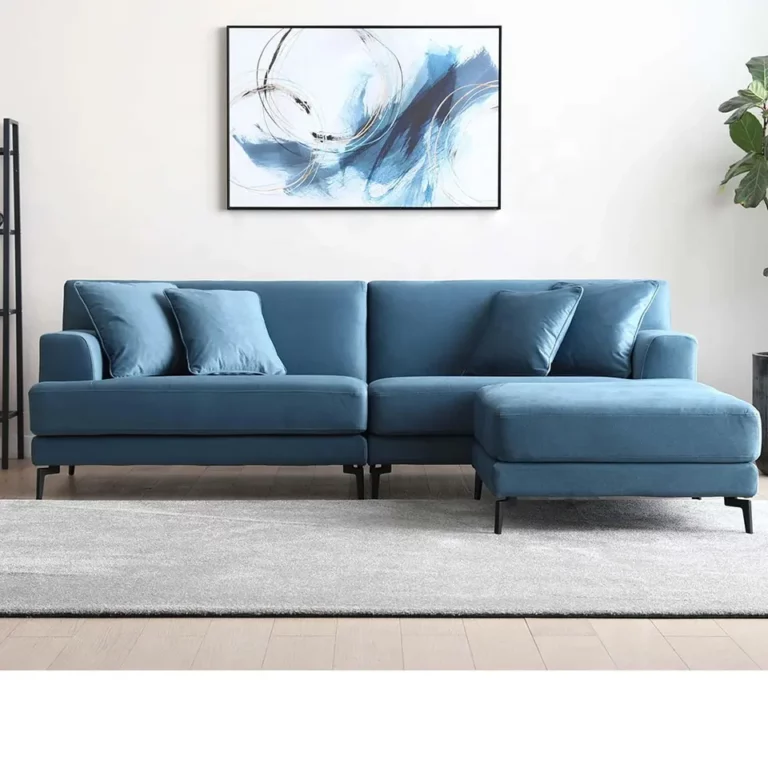 corner sofa pet friendly scratch resistant durable high density foam navy blue grey gray verified customized factory