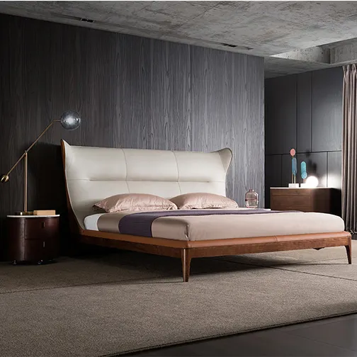 Latest Model Elegant Shape Wooden Frame Modern Luxury Style Bedroom Set Double Bed