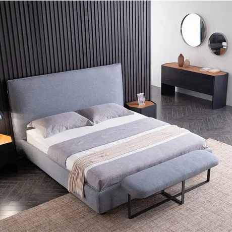 Strong Bearing Metal Leg Italian Fabric Cover Double Bedding Set