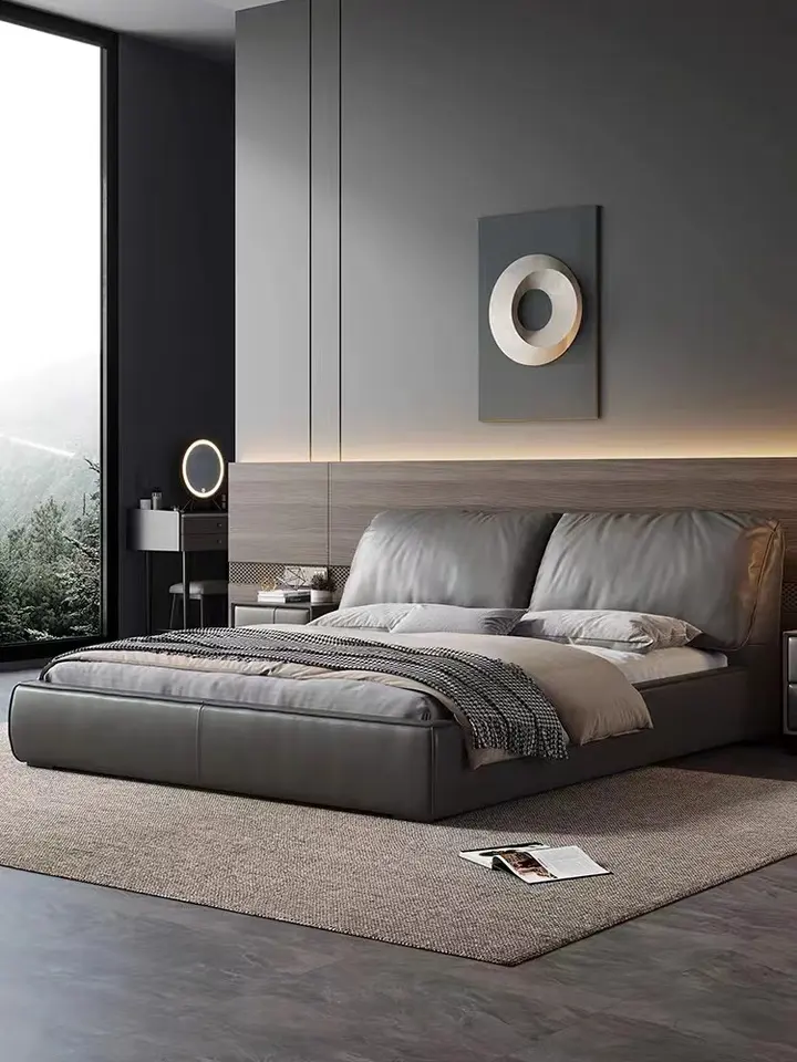 2023 customized leather luxury design sofa bed furniture for the bedroom
