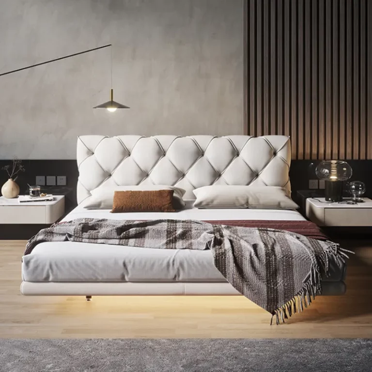 Hotel bed king size luxury bedroom furniture leather 1.8m double single loft floating up-holstered beds