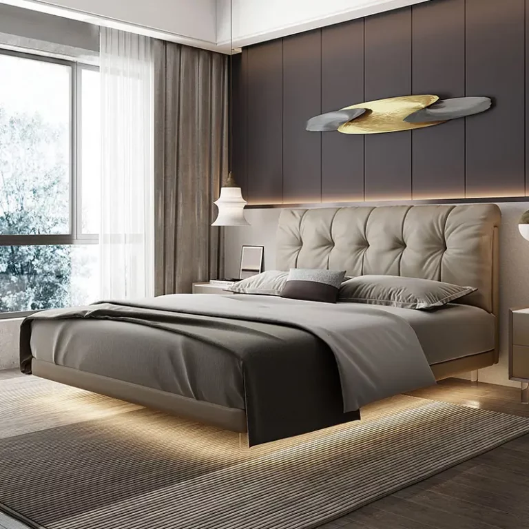hotel bed luxury bedroom furniture leather 1.8m double single loft floating king size up-holstered beds